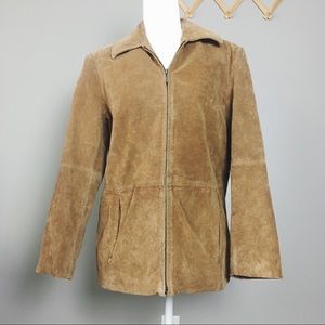 Vintage 90s Brown Massini Genuine Suede Zip Coat